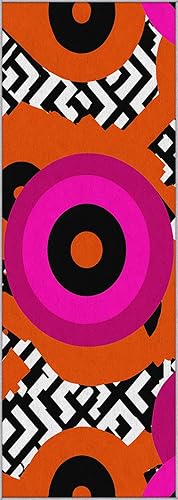 Miniatura 9 de Retro 70s Runner Rug 4x8, Greek Key Circle Pattern Runner Rug for Hallway Bedroom Kitchen Entryway Non-Slip, Retro 70s Home Decor Rugs Ultra-Thin