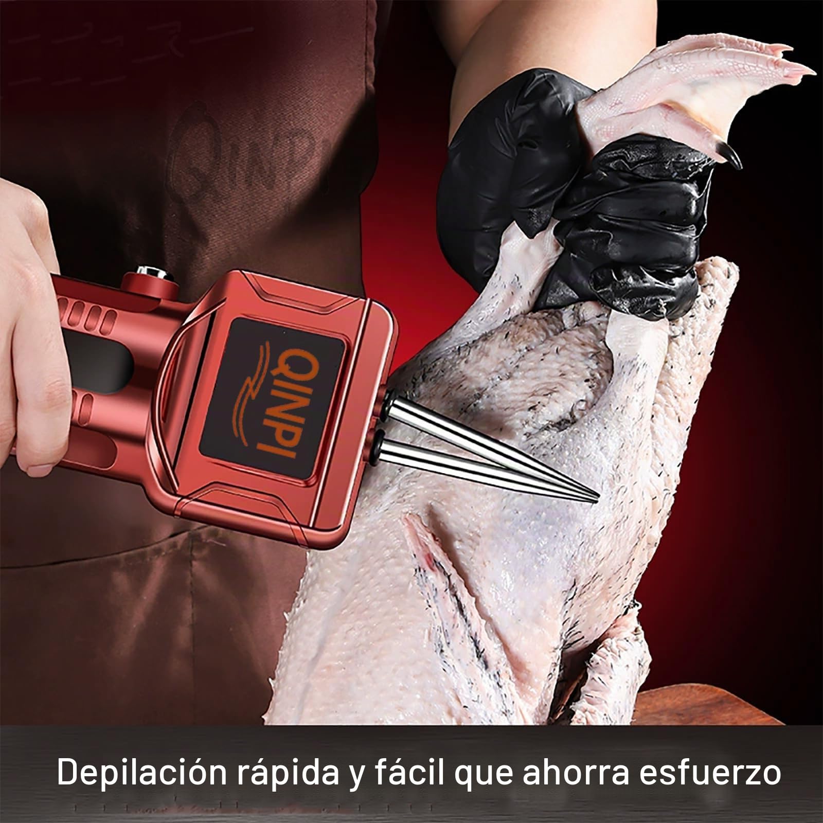 Desplumadora eléctrica rápida de aves, cabezal cónico de acero inoxidable 304, ajuste automático de la tensión, motor de cobre puro, elimina el pelo fino fácil y rápidamente, uso doméstico y comercial