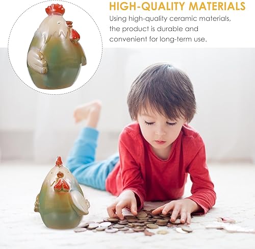 Miniatura 3 de DECHOUS Alcancía de pollo, divertida alcancía de cerámica para niños, banco de ahorro de dinero, lindo animal pequeño para niños, guardería,