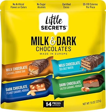 Little Secrets Milk & Dark Chocolate Variety Pack | Asssorted 14 Bars | Made in Europe | Nothing Artificial & No Sugar Alcohols | Sustainable Cocoa | 7.8 Ounce, Pack of 1