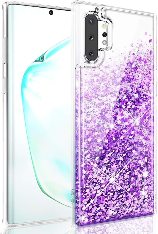 Maxdara Case for Galaxy Note 10 Plus Case Glitter for Girls Women Liquid Bling Shiny Sparkle Luxury Pretty Flowing Quicksand Soft TPU Case for Galaxy Note 10 Plus (Purple)
