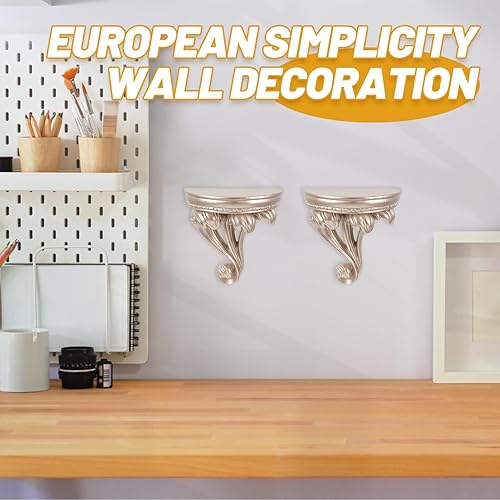 Miniatura 4 de HOMSFOU Estante flotante de estilo europeo Estante de almacenamiento montado en la pared Estante de almacenamiento para sala de estar Cocina