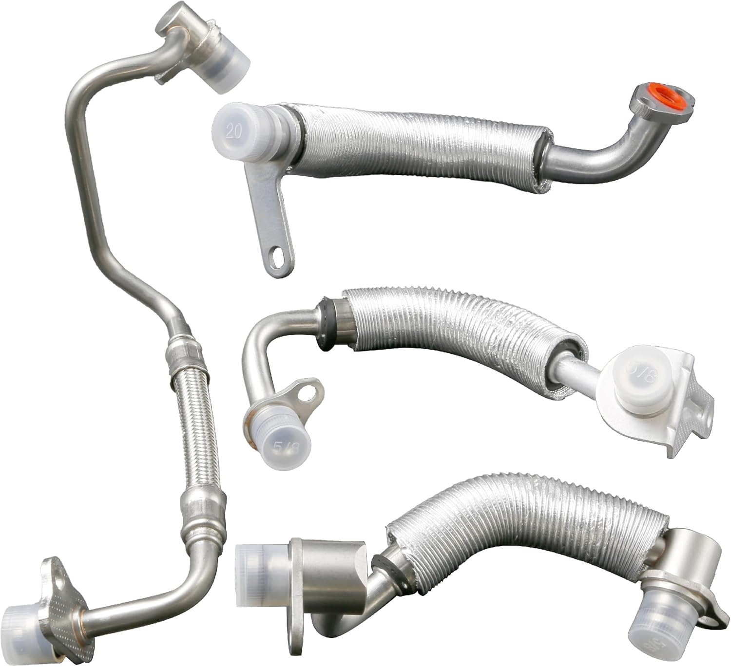 Turbocharger Coolant Line Kit Compatible with BMW 1 2 3 4 5 Series F10 F22 F20 F30 X1 X3 X4 X5 Z4 N20 N26 2010-2018, Coolant Pipe 4-piece Set Replace 11538663516 11538663517 11428626652 11428626653