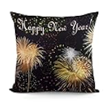 Happy New Year Throw Pillow Covers Decorative Pillow Cover Soft Pillow Case Square Cushion Case Modern Cushion Cover Pillowcase for Couch Sofa Bed Living Room Home Decor 18 X 18 Inch