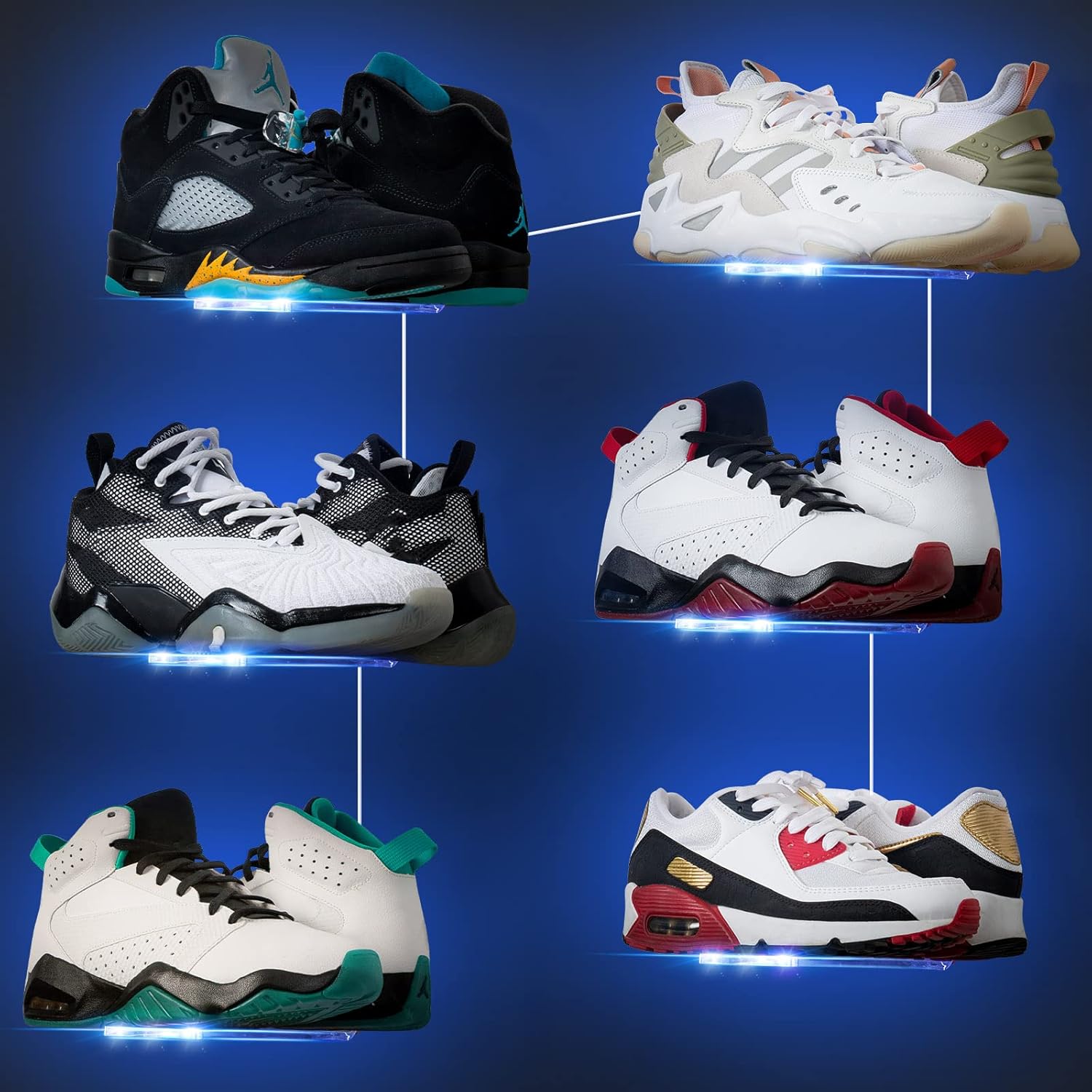 OAPRIRE Floating Shoe Display Shelf with Lights Set of 6, Glow Color