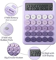 Vista 3 de Calculadora de escritorio con botones grandes, calculadoras de escritorio, 12 dígitos con pantalla LCD grande, calculadora estándar básica