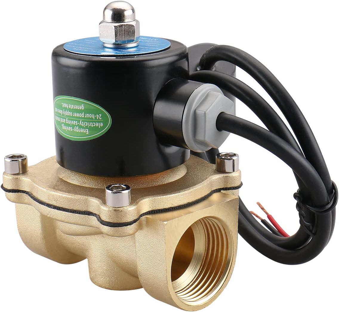Baomain 1 inch DC 24V Brass Electric Solenoid Valve Water Air NC Energy-saving Normal Closed Valve 2W-250-25J