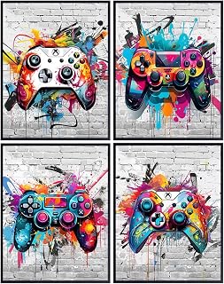 Gaming Controller Graffiti Wall Art - Teen Boys Room Decor - Gaming Room Decor, Video game Cool Wall Art - Game Print, Gamer Artwork, Sports Bar - Gamer Gifts - Kids Playroom, Man cave