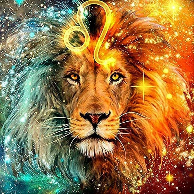 Niralasa Lion 5D Diamond Painting Kit DIY 40 * 50 Cm Painting by Number Kits for Adults & Kids DIY Full Drill Crystal Rhinestone Arts and Crafts, Art Diamond Painting for Home Wall Decor