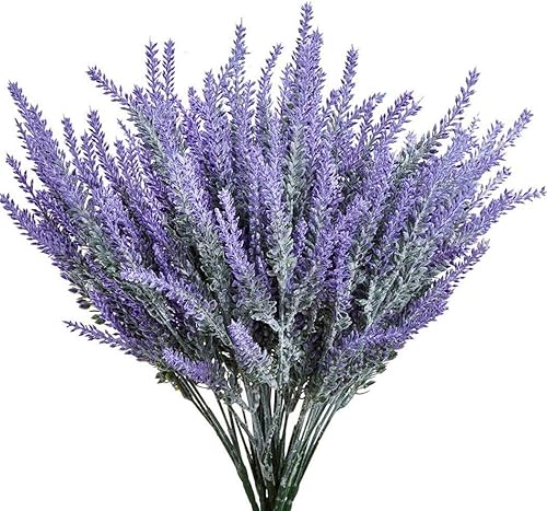 Miniatura 8 de 8 paquetes de flores artificiales de lavanda, ramo de lavanda artificial, flores de plástico flocadas de plástico, ramo de bridas de boda, para