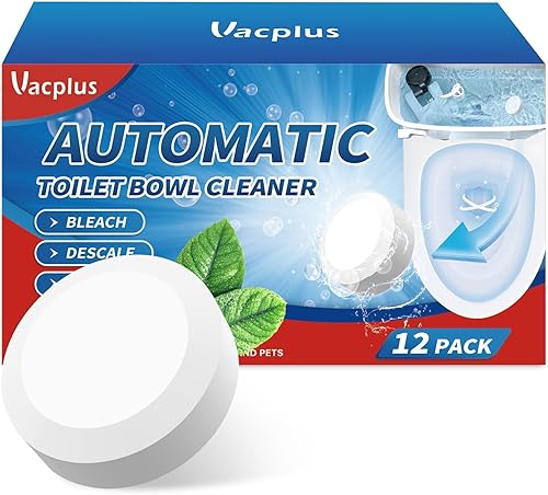 Vacplus Limpiadores de inodoro  Paquete de 12, limpiador de inodoro doméstico, limpiadores automáticos de inodoro con blanqueador, limpiadores de