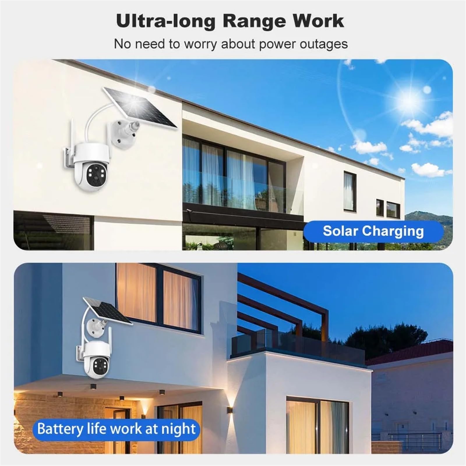 Camera Surveillance 4MP HD Solar Camera PTZ Outdoor Wireless Security Camera Battery Long Standby CCTV IP Cam Video Surveillance Cameras(4MP Black Add 128G)
