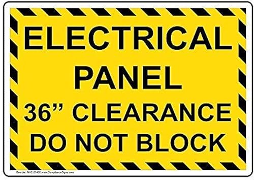 Lilyanaen Letrero de metal de aluminio, panel eléctrico de 36 pulgadas, espacio libre de no bloqueo, para exteriores e interiores, 12 x 8 pulgadas