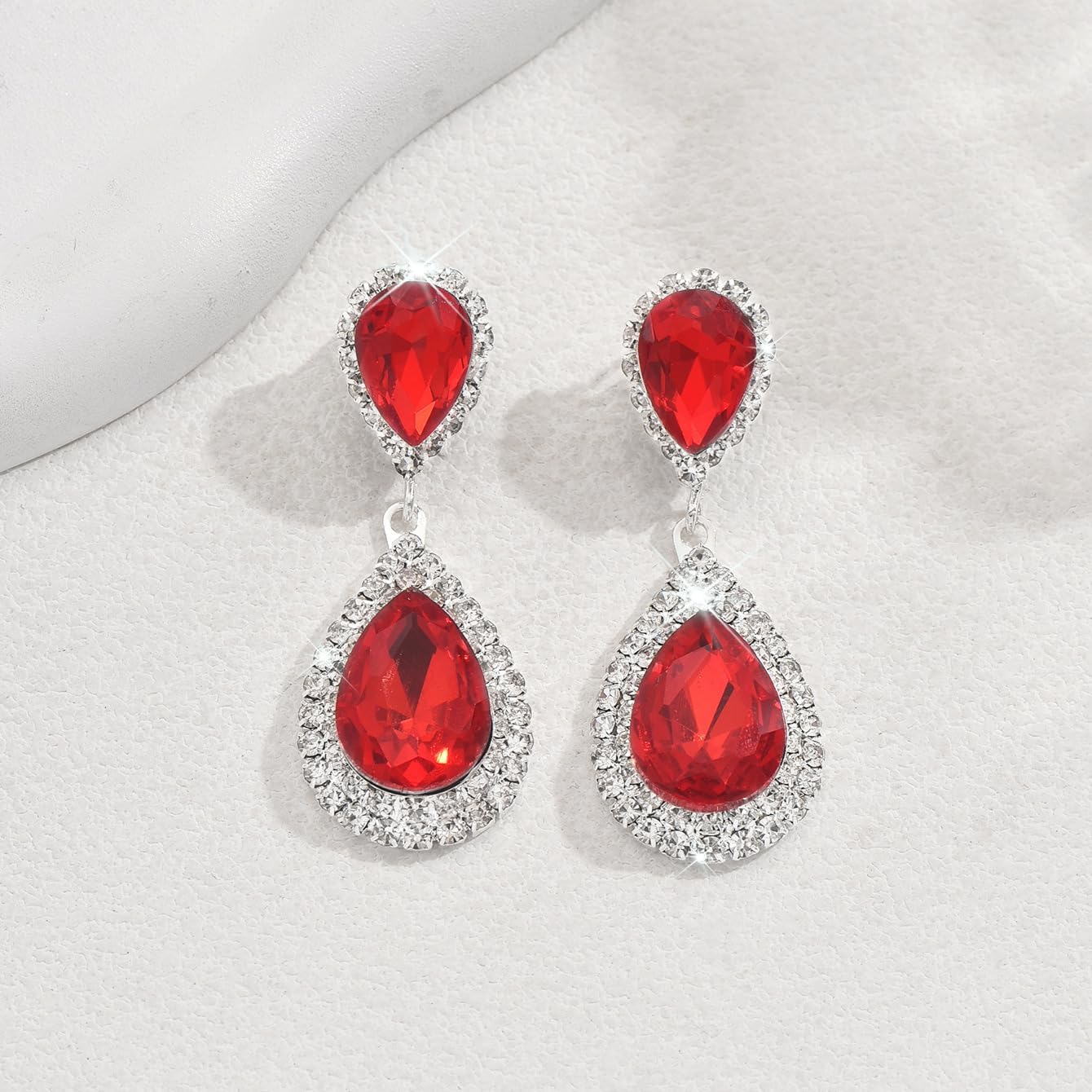 Rhinestone Teardrop Earrings for Women Sparkling Crystal Wedding Drop Dangle Earrings Dainty Cubic Zirconia Bridal Water Drop Earrings Elegant Brides Bridesmaids Wedding Balls Jewelry for Women - Image 5