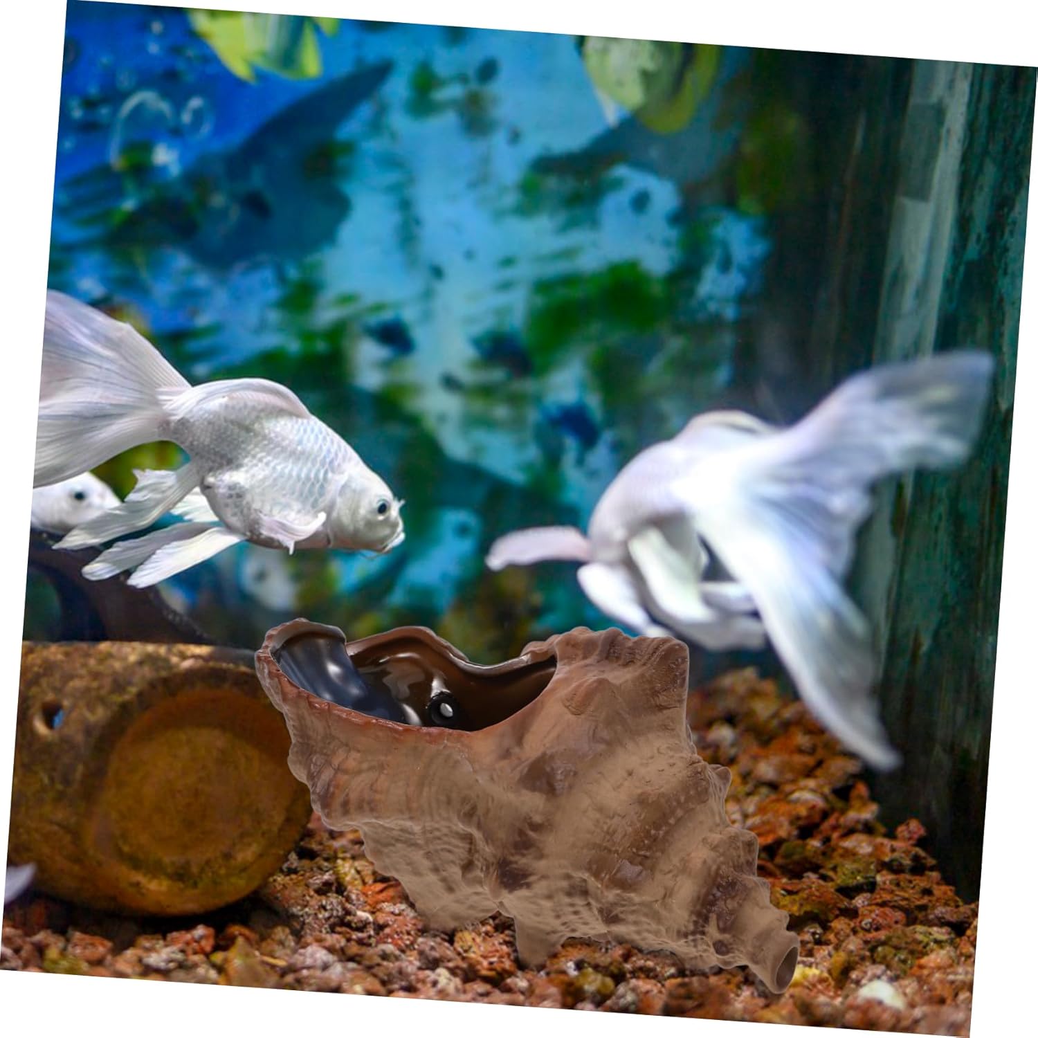 MAGICLULU Fish Tank Fountain Decorative Conch Water Fountain for Indoor and Outdoor Use Ceramic Material Relaxing for Garden Decoration and Fish Tank Aesthetics
