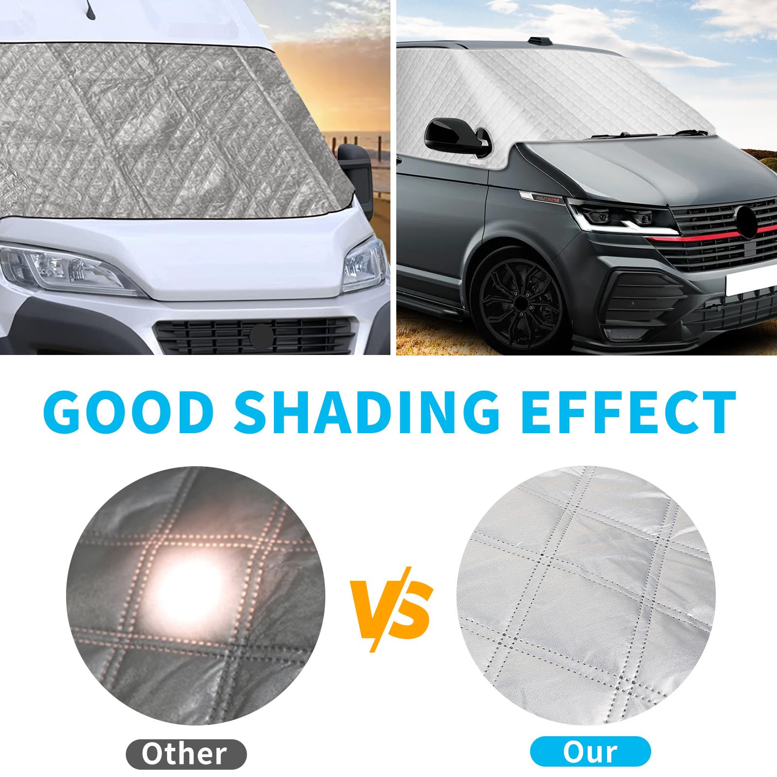 Tenda parasole per parabrezza per VW T6 2015-2024, parasole esterno riflettente a 5 strati, copertura protettiva anti-UV/antigelo/antighiaccio/antipolvere per VW T6 2015-2024