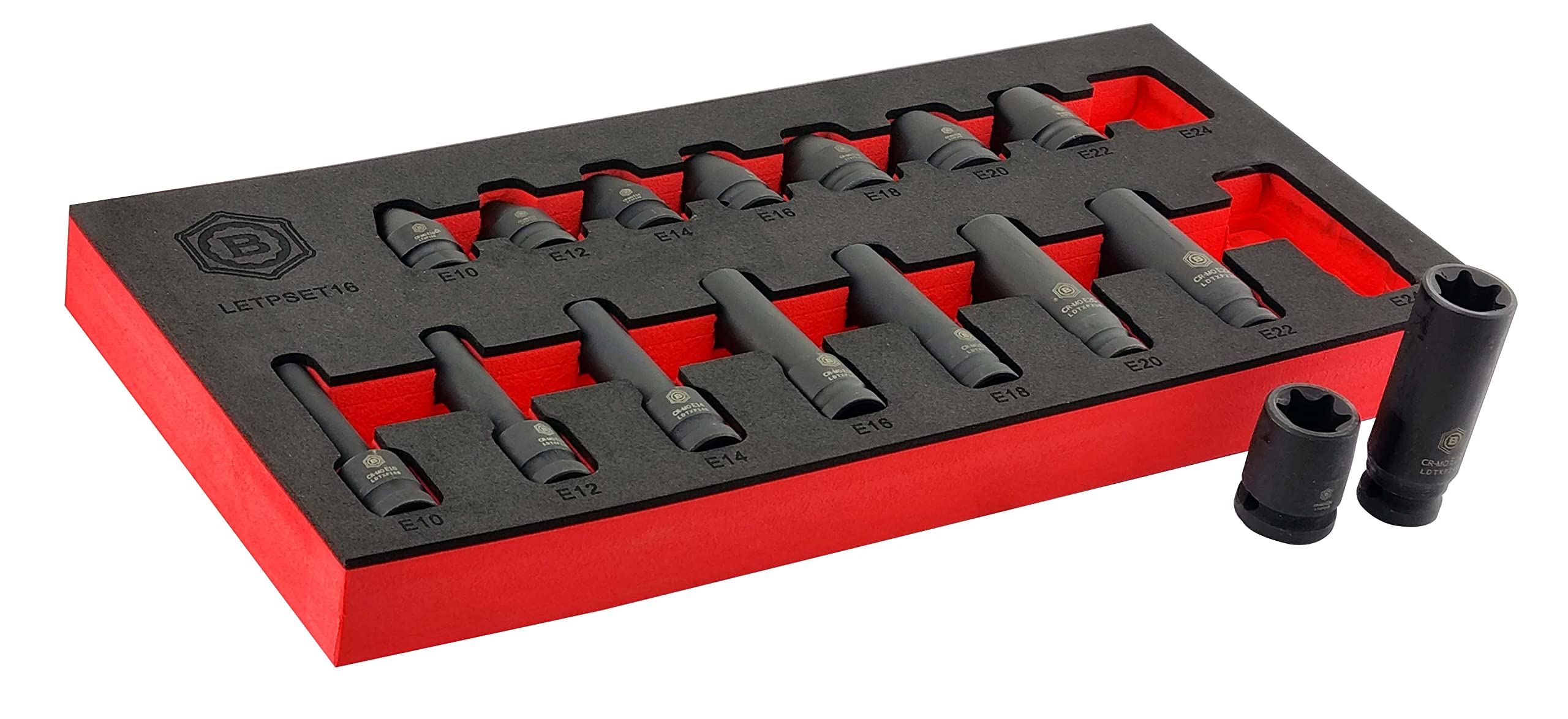 Hallmark 16Pc Standard & Deep E-Torx Impact Socket Set - Letpset16