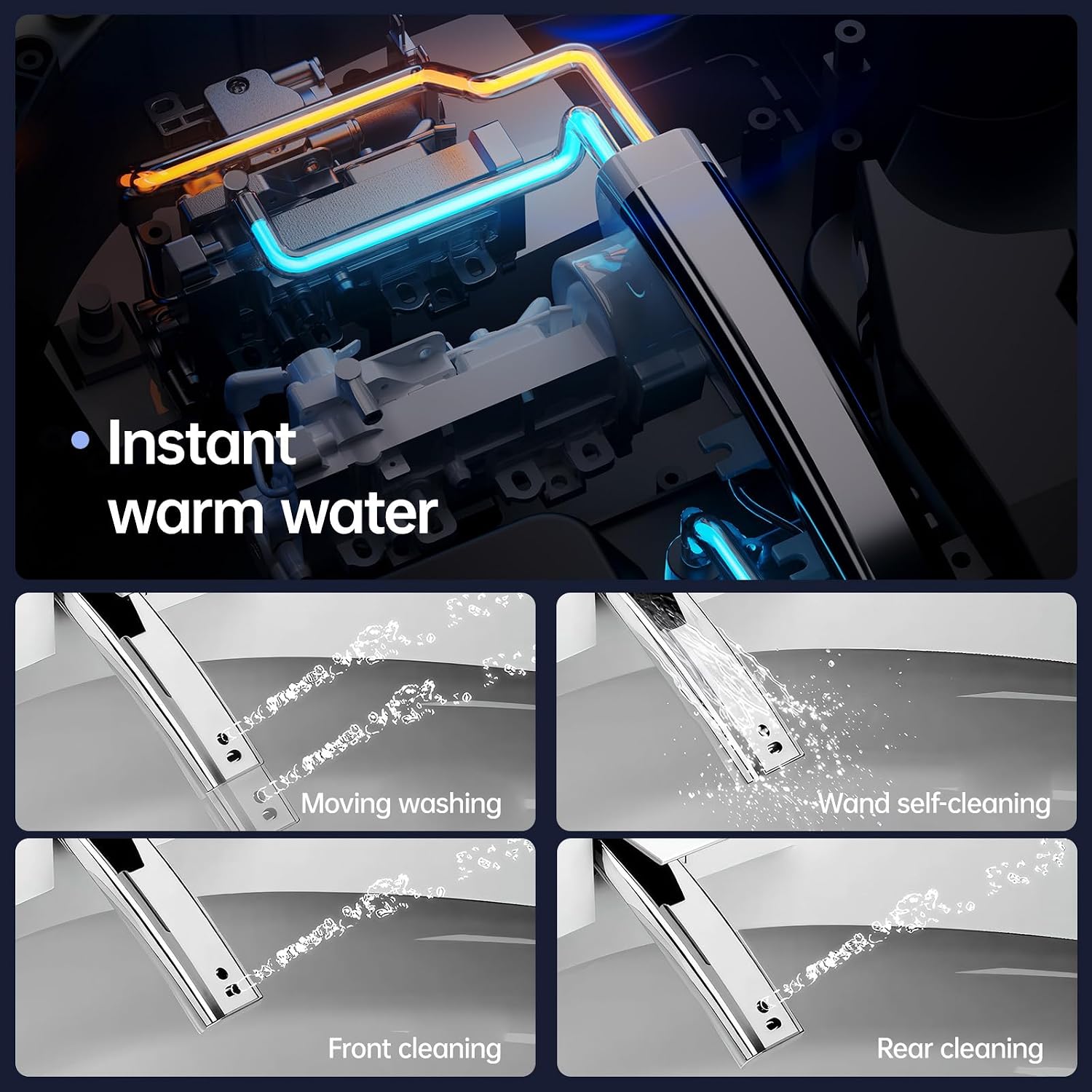 Smart Toilet with Warm Water Sprayer and Dryer, Tankless One Piece Bidet Toilet with Auto Flush, Foot Kicking Operation,Heated Seat Smart with Built In LED Display