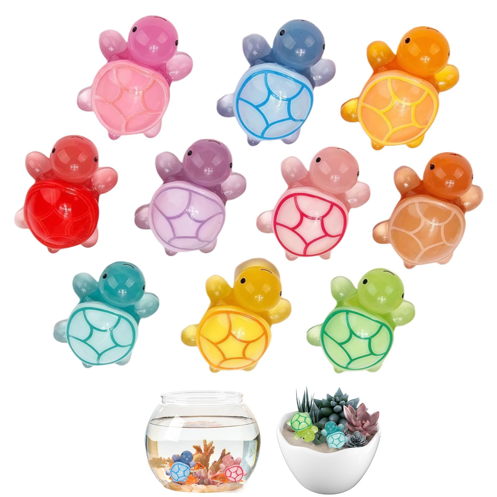 Mini Tortues Lumineuses En Résine - Lot De 20 - Brillent Dans Le Noir - Déco Aquarium, Terrarium, Bureau