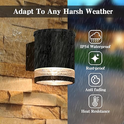 Miniatura 5 de HFVLITE Lámpara de pared solar para exterior de aluminio, HFVLITE, de crepúsculo a amanecer, lámpara de jardín alimentada por energía solar, IP54,