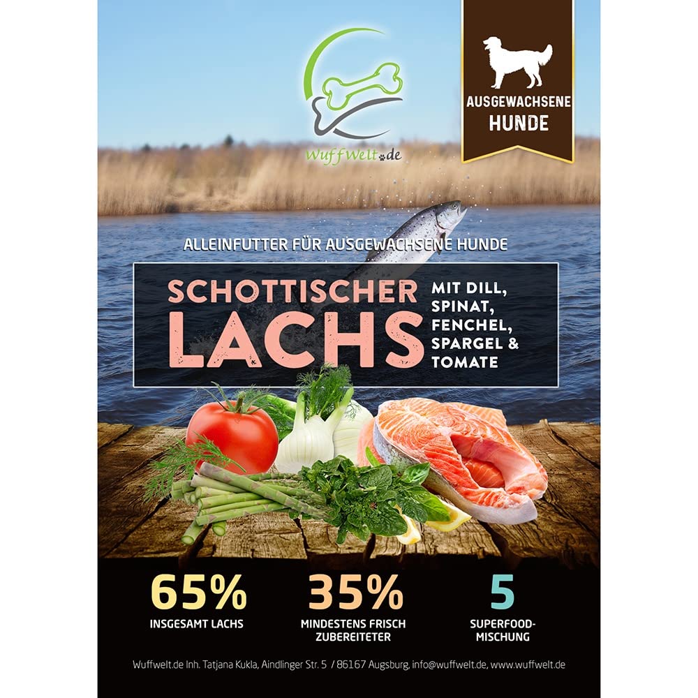 Wuffwelt Trockenfutter Schottischer Lachs mit Dill, Spinat, Fenchel, Spargel & Tomate 6,0kg