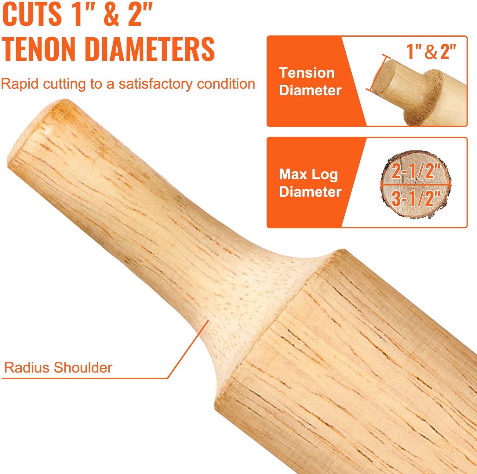 VEVOR Cortador de espiga, 1"/25,4 mm y 2"/50,8 mm de diámetro, con cuchillas curvadas dobles y tornillos de botón, kit maestro para el hogar, cortador de muebles de troncos de aluminio y acero de pr