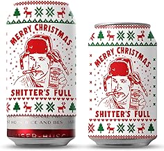 Merry Christmas Shitters Full Beersy Silicone Sleeve Hide-a-Beer Can Cooler (Glow in the Dark)