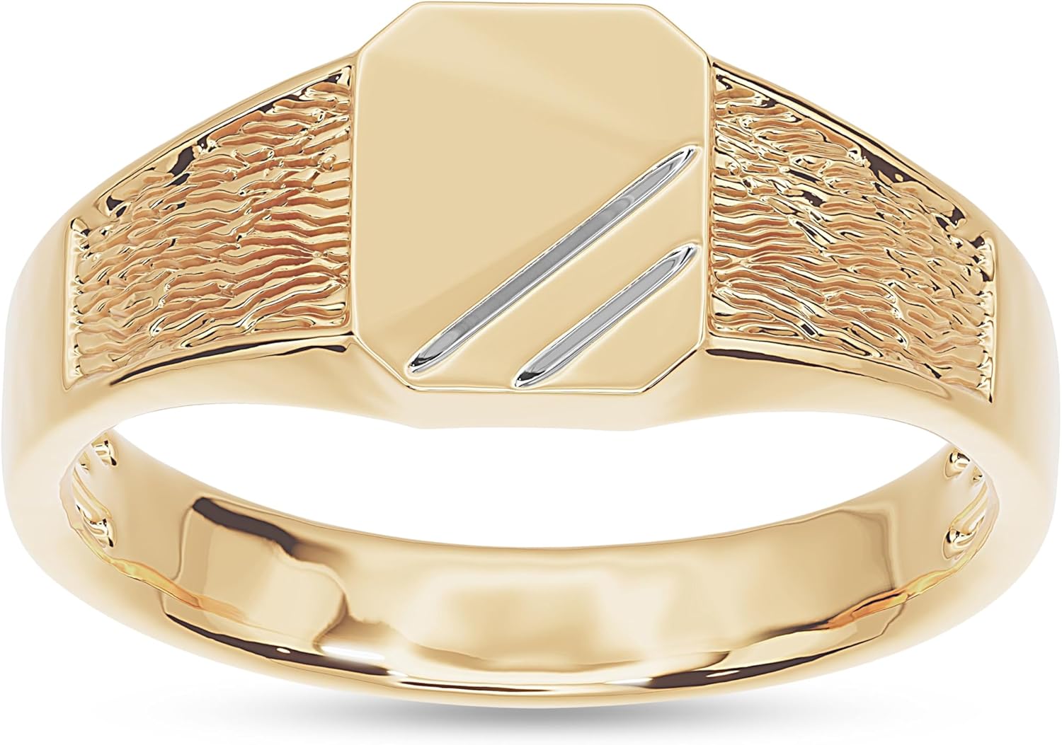 AFFY Mens Two Tone Zeus Signet Ring In 14K Gold Plated 925 Sterling Silver Or 10K Solid Gold