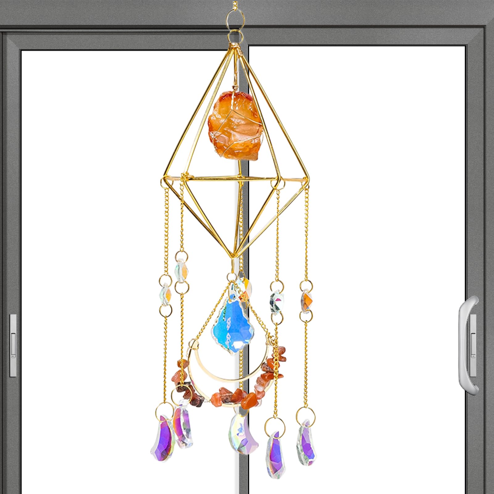 Carillon éolien attrape-soleil en cristal pour décoration de balcon et terrasse extérieure
