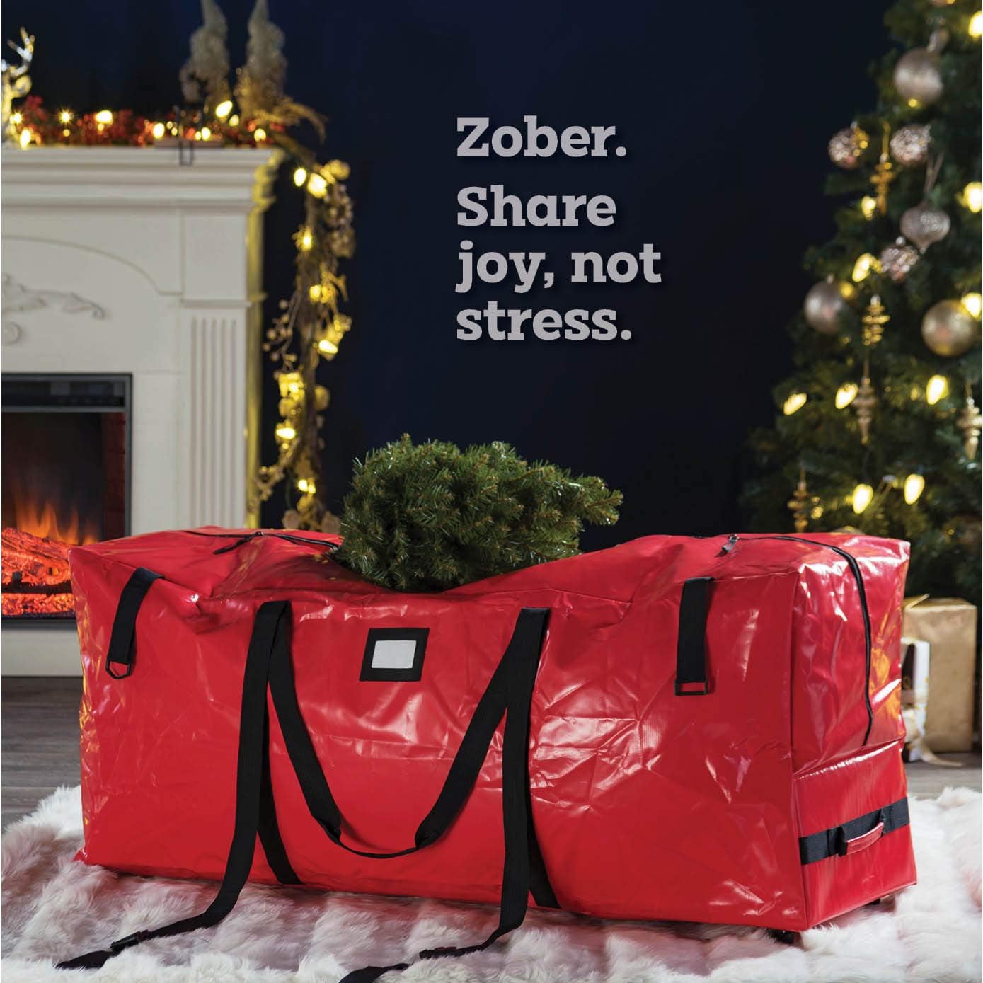 Heavy Duty Rolling Christmas Tree Storage Bag- Fits Up to 7.5 ft. Artificial Christmas Tree, Space Saver Hanging Tree Bag Storage, Made of Ultra Strong PVC Coated Polyester Material, 5yr Warranty