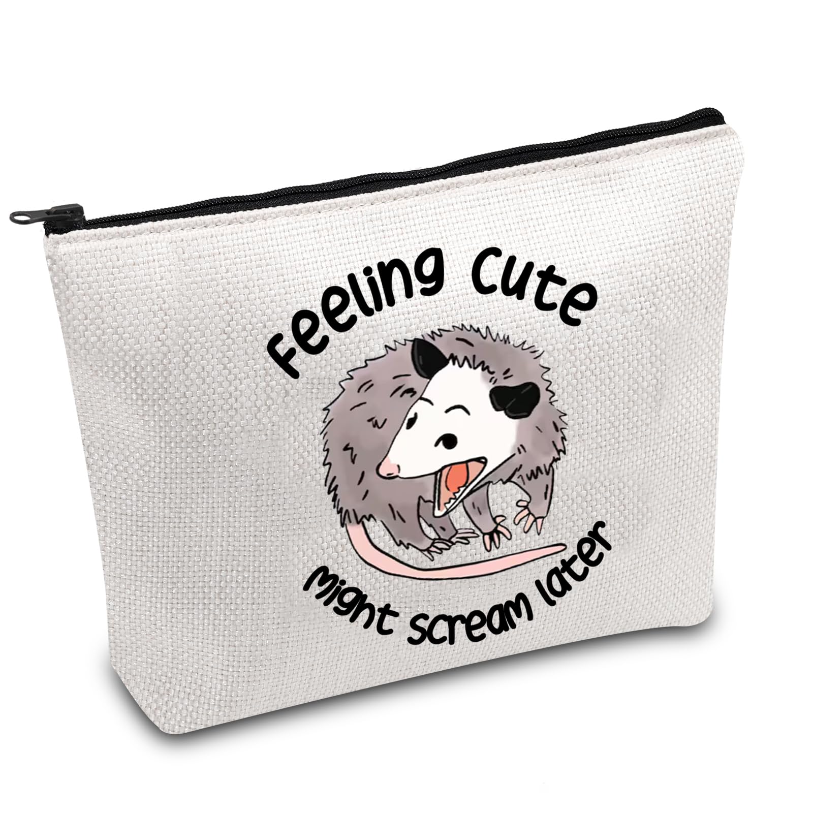 FOTAP Possum Gift Opossum Lover Gift Feeling Cute Might Scream Later Opossum Makeup Bag Opossum Mom Gift Screaming Possum Gift (Scream later)