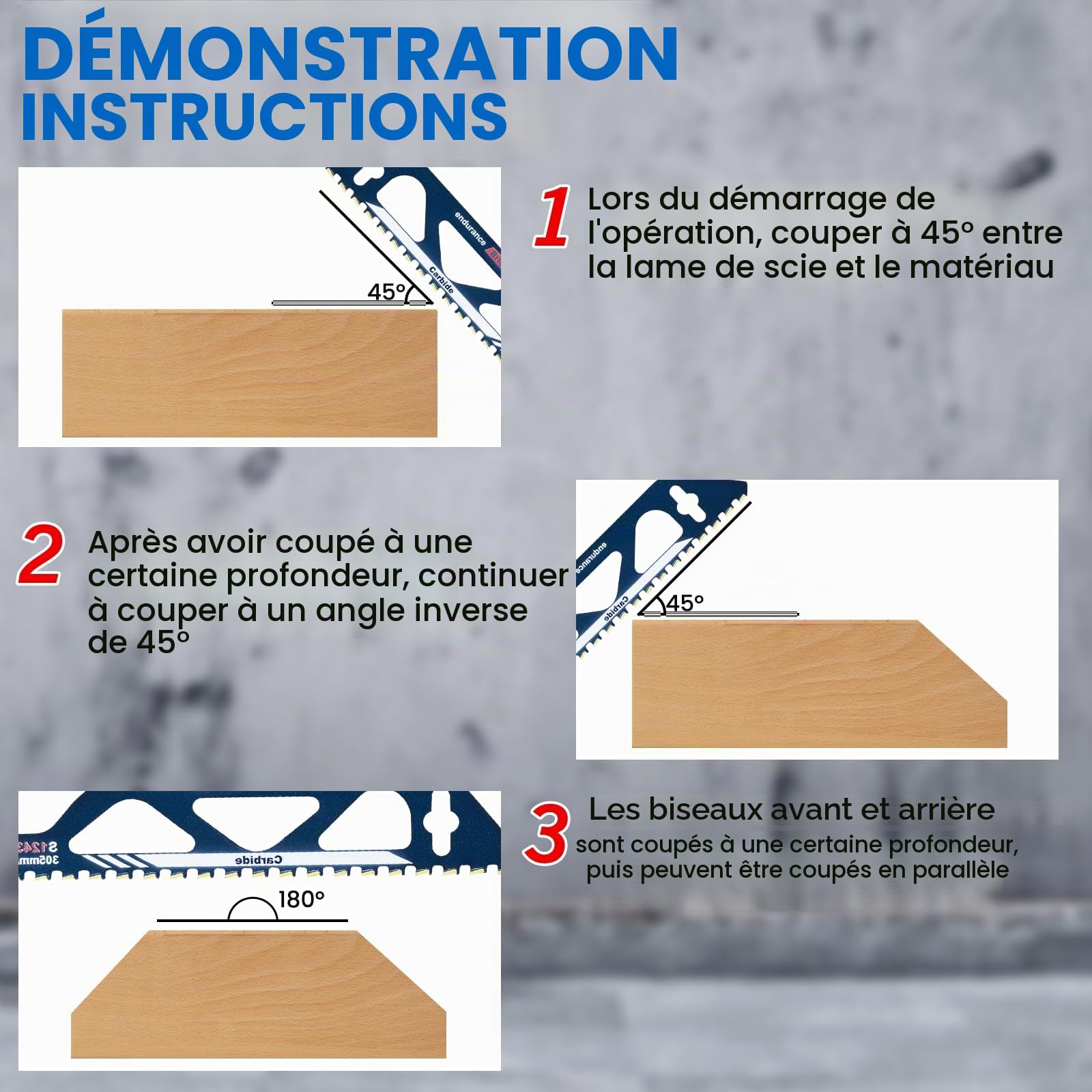 ONEVAN 2 pièces lame scie sabre brique, 305 mm lame de scie sabre universelle, lames de scie alternative pour pierre, béton cellulaire, bois, métal, brique, béton