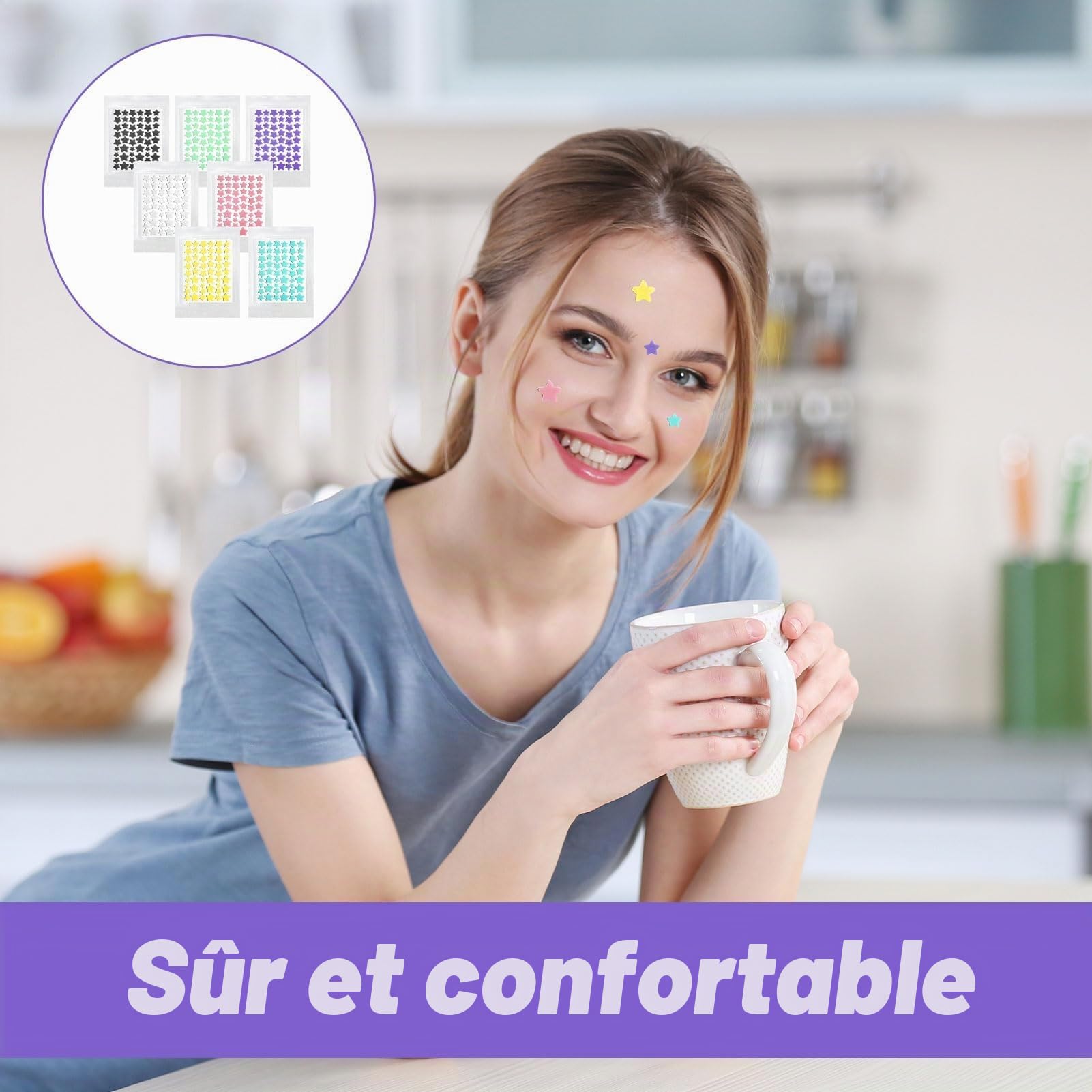 Pimple Patches, 408 pièces Pa tch Bouton Invisible Naturel Hydrocolloïde Acné Pa tch utilisation de jour et de nuit, Patch Bouton Etoile, Pimple Patch Star, Avec Huile De Tea Tree Et Acide Salicylique