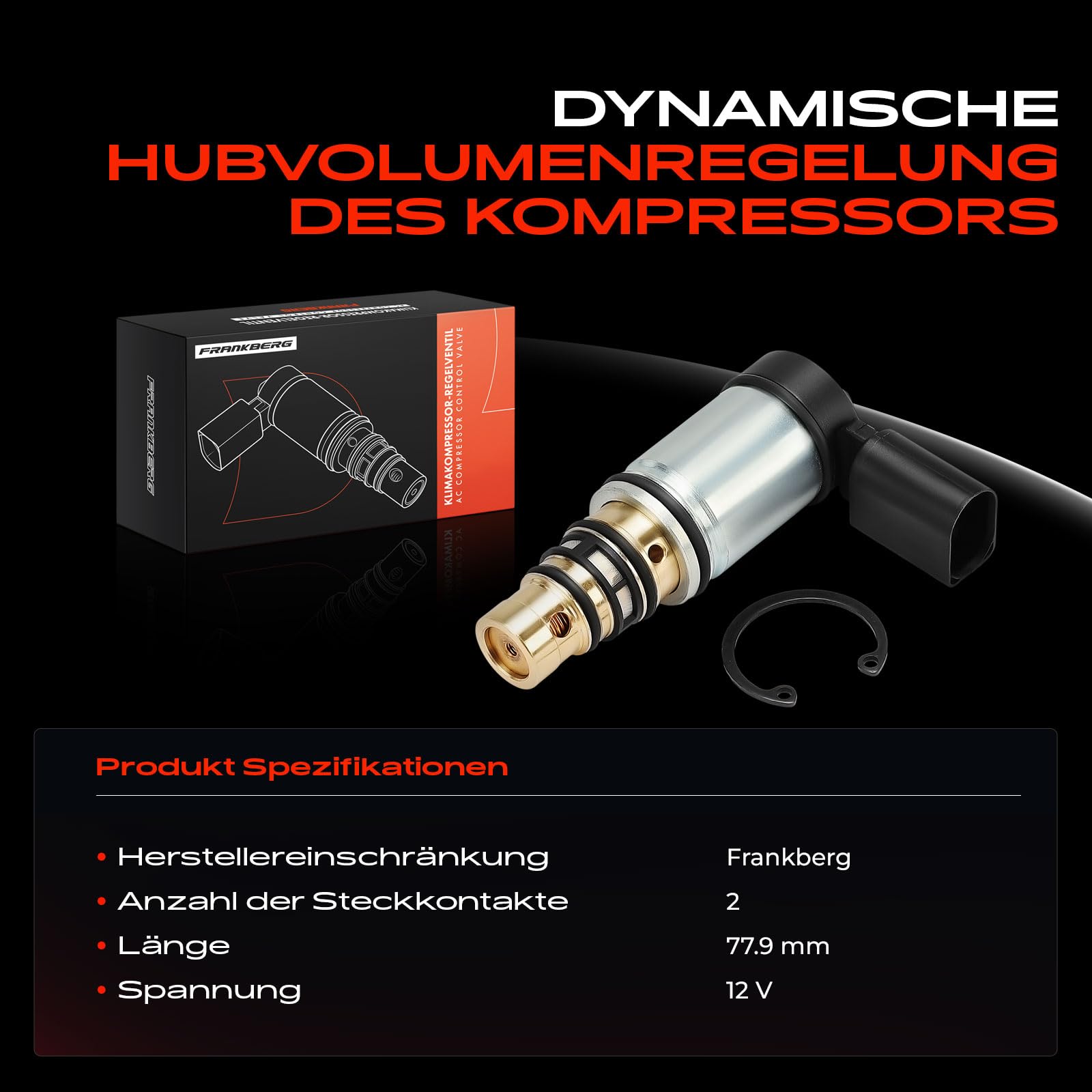 Frankberg Kompressor Klimaanlage Regelventil 2 Rillen Kompatibel mit A1 A3 Q2 Q3 TT Beetle Golf P.a.s.s.a.t Polo S.c.i.r.o.c.c.o T.i.g.u.a.n Replace# 1K0260839