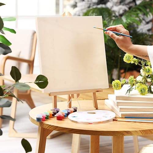 Miniatura 14 de Tableros de lona de madera sin terminar, paneles de pintura para pintar, dibujar, decoración del hogar (12 piezas, 4 tamaños)