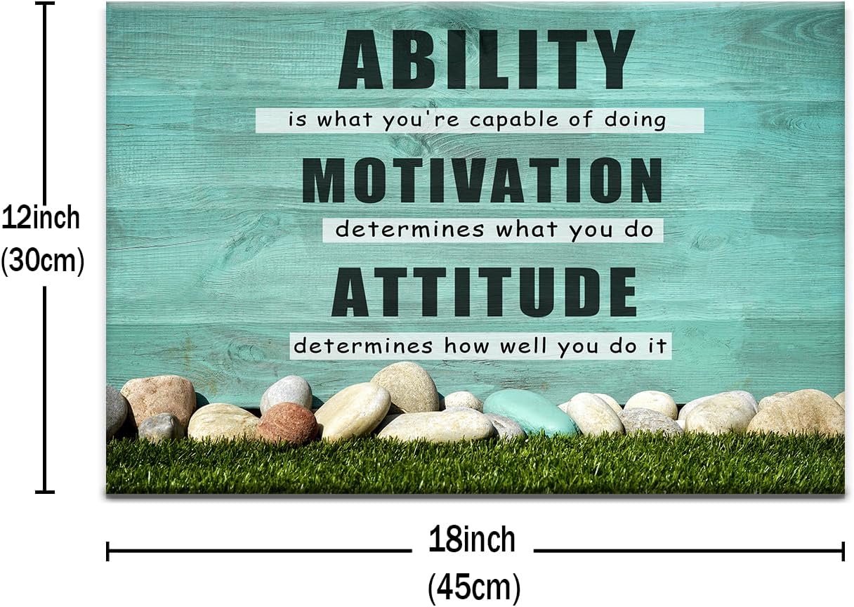 Motivational Wall Decor Inspirational Office Canvas Wall Art Ability Positive Poster Print Artwork for Home Bedroom Bathroom Office Wall Decoration Framed Ready to Hang [18''Wx12''H]