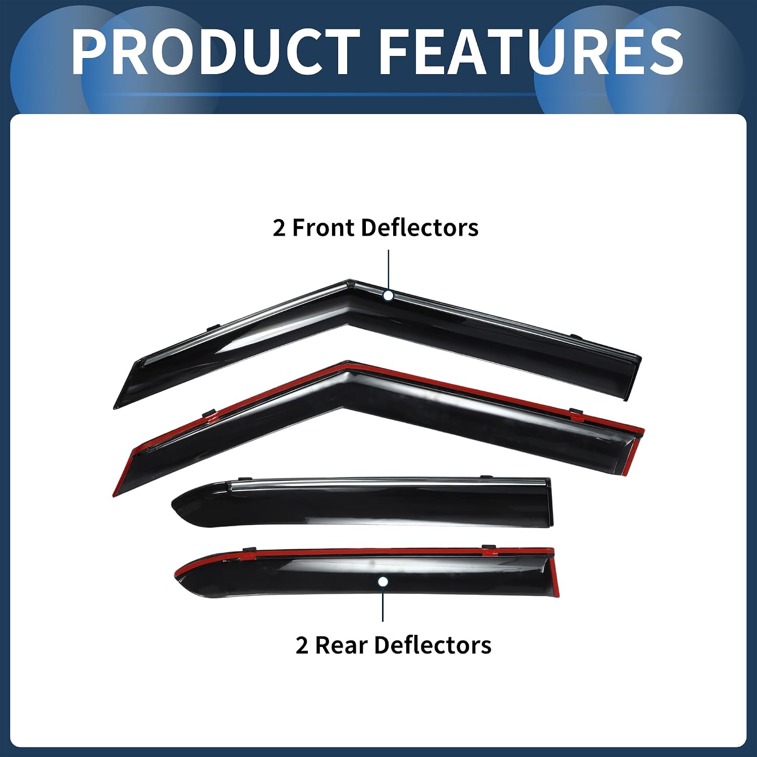Window Deflectors for Chevrolet Trailblazer 2021-2024 Vent Visors Black Rain Guards Reinforced Acrylic 4 Pcs