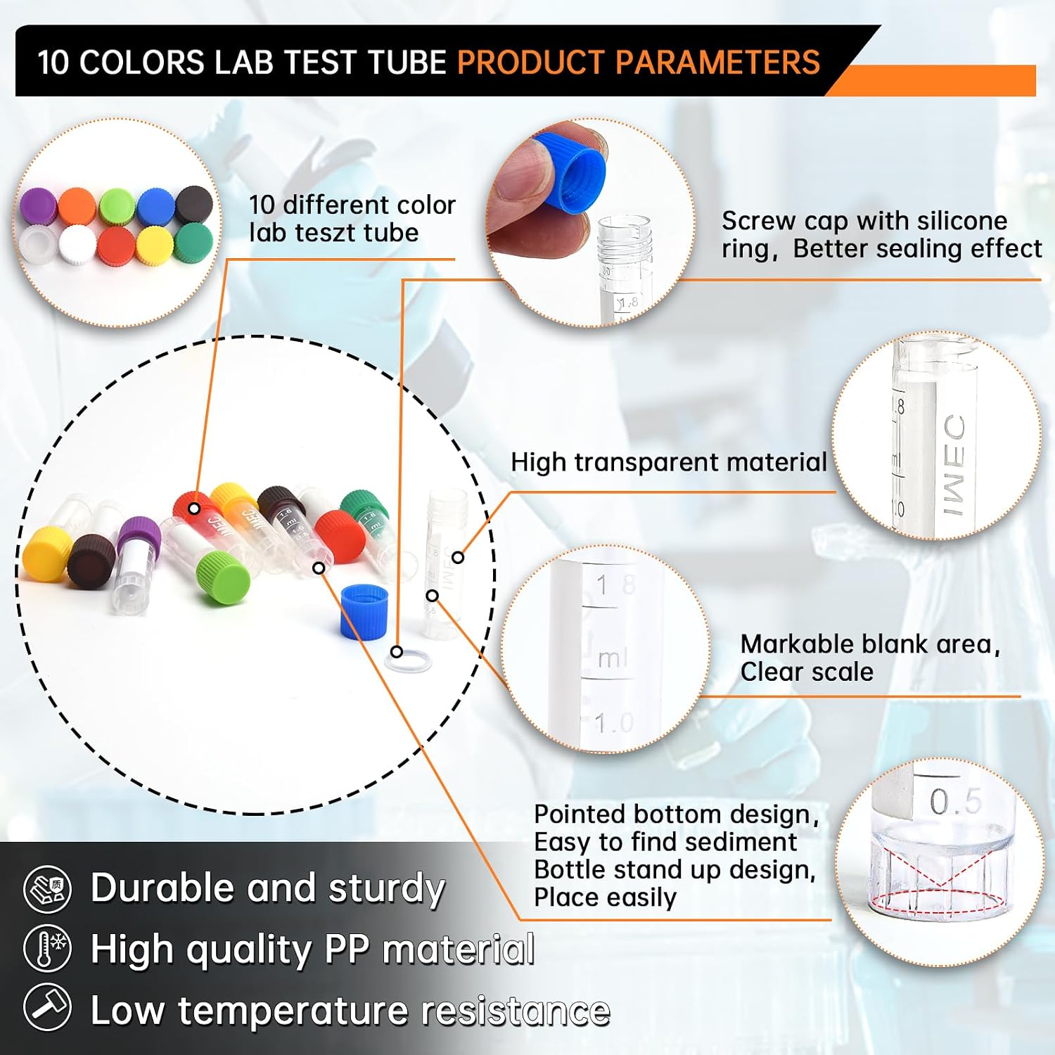 100pcs 2ml vials with caps Plastic Cryogenic Test Tubes with caps lab cryovial Tube Container cryovials with 30pcs 3ML Dropper Pipette (100pcs 2ml Test Tube)