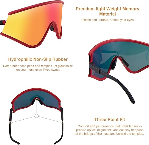 Miniatura 3 de FEISEDY Shield Wraparound - Gafas de sol deportivas para hombres y mujeres, al aire libre, resistente al viento, de una pieza, para ciclismo, B9023