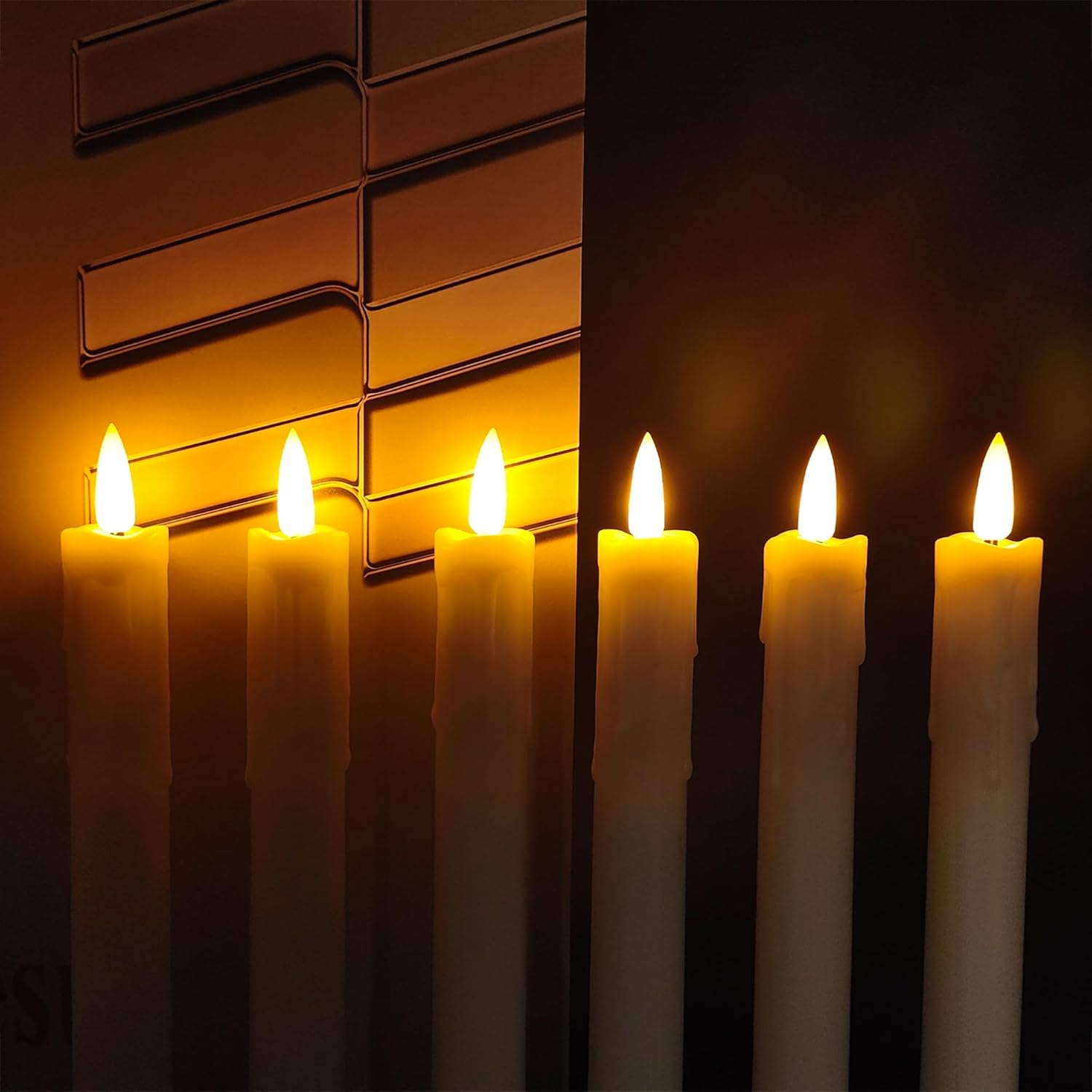 Flameless Taper Candles with Remote, 6.7 Inch Short Taper Candles Battery Operated with Flickering 3D Flame, Led Candle Sticks Safe for Windowsill Wedding Home Christmas Decor, Ivory, Set of 6