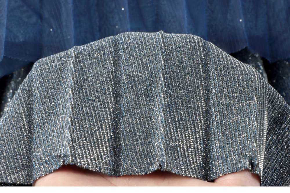 Faldas De Invierno para Mujer, Faldas Plisadas De Malla Degradada Azul Elegante para Mujer Cintura Elástica Falda Midi De Talle Alto De Una Línea Falda Fruncida