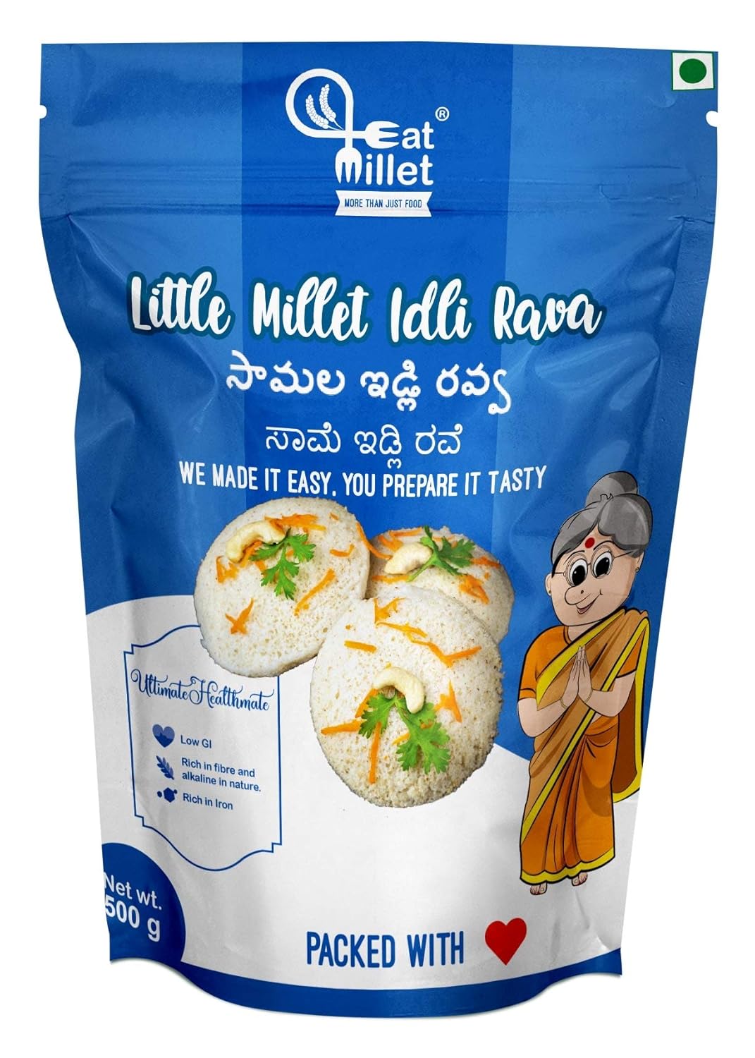 Eat Millet Little Millet Idli Rava 500g(Pk of 2) Ready to Cook Meal Rich in Protein, Fiber