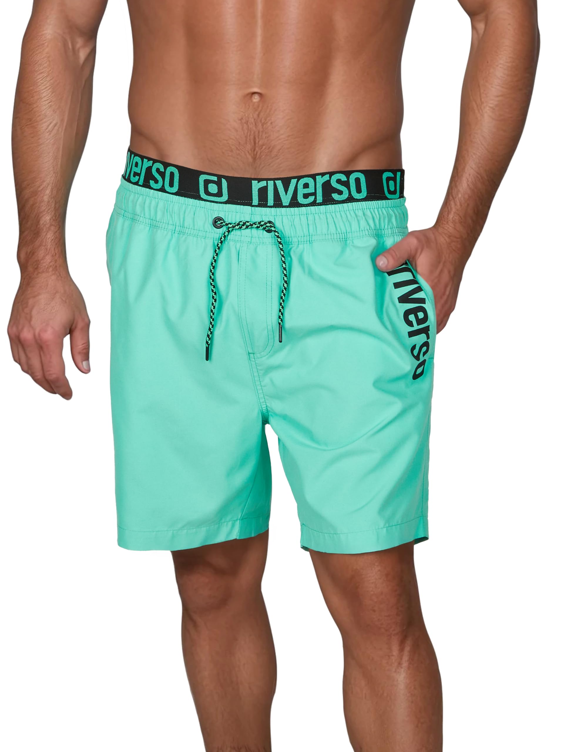 riverso Badehose Herren Regular Fit RIVBobby Kurze Hosen Badeshorts | Schwimmhose Shorts Schnelltrocknend Print Elastischer Bund Schwarz Grün Orange Rot Blau S M L XL XXL 3XL 4XL 5XL