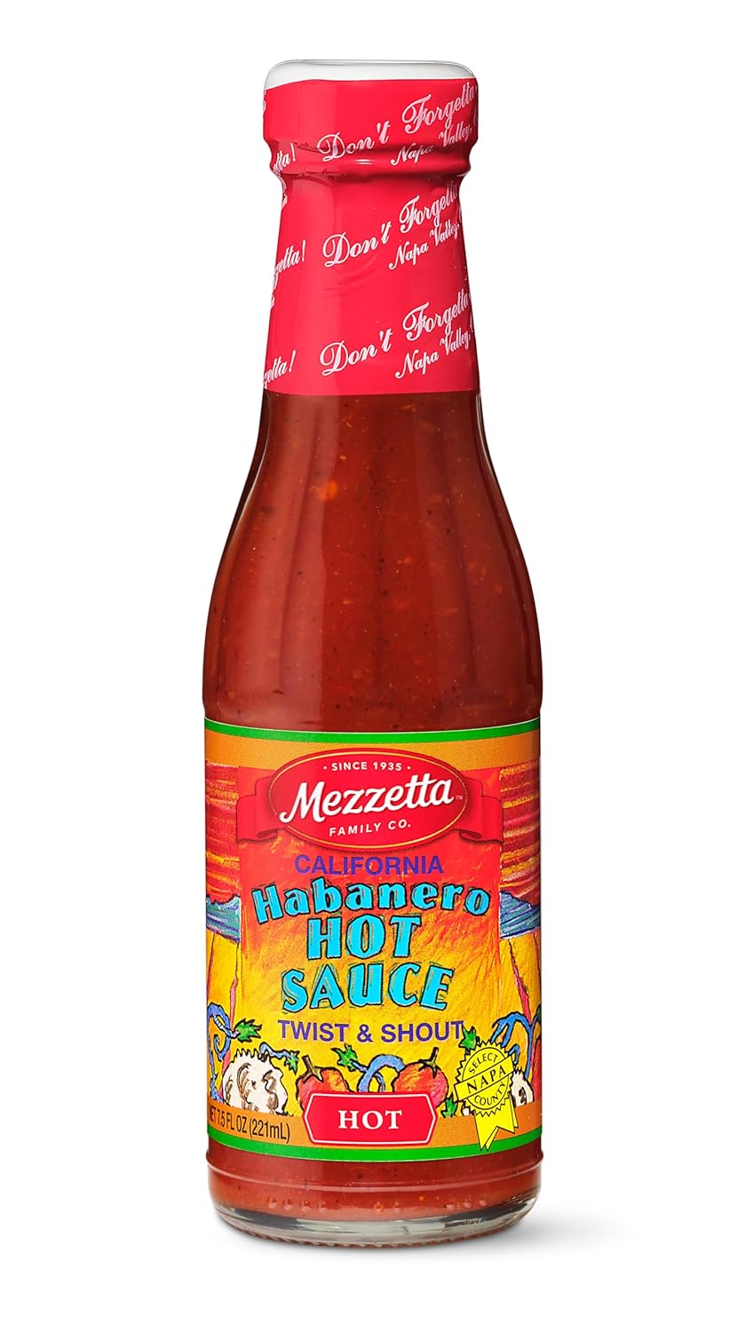 Mezzetta California Habanero Sauce - Keto Hot Sauce for Burritos, Tacos, Hamburgers and Sandwiches - High Heat Flavor for Spicy Food Lovers - 5 Oz - Pack of 12