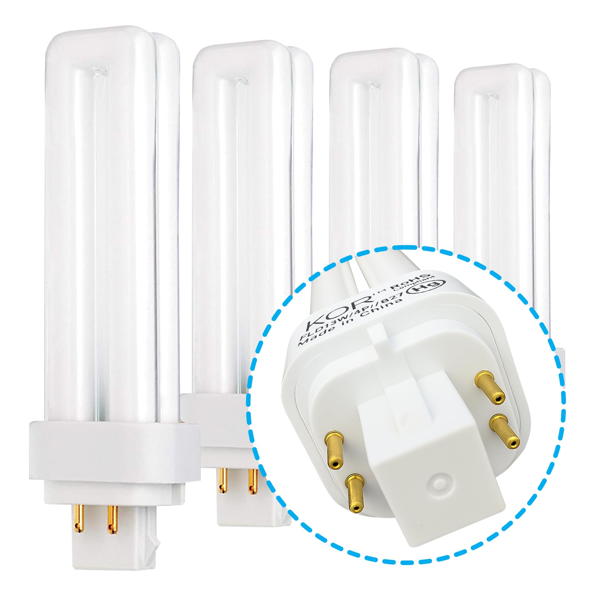13W CFL Light Bulb, Double Tube, G24Q-1 4-Pin Base, 4100K Cool White – Pack of 4 (Replaces Sylvania, Philips, GE Models)