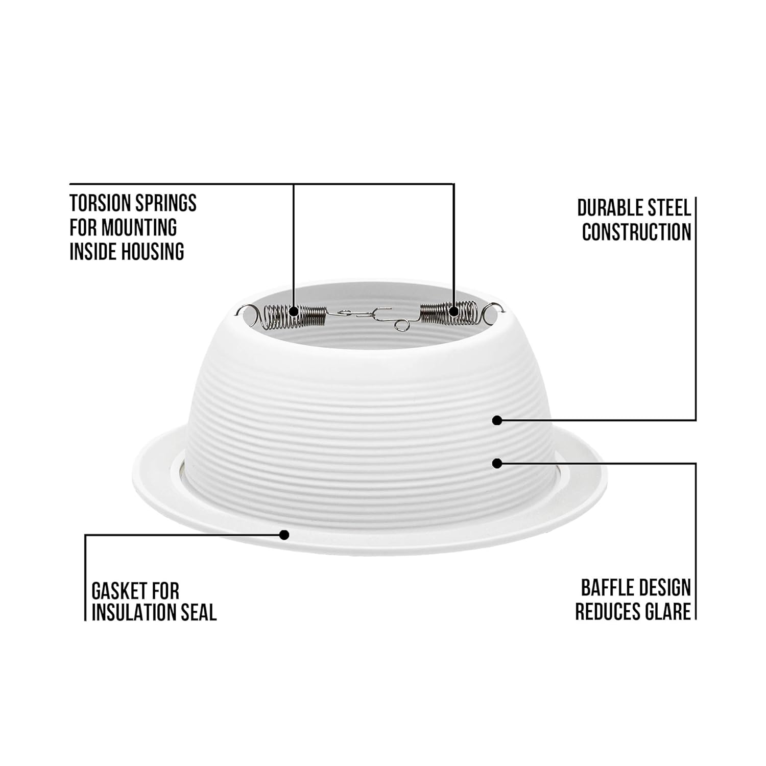 6-Pack White Aluminum Recessed Can Light Trim Cover