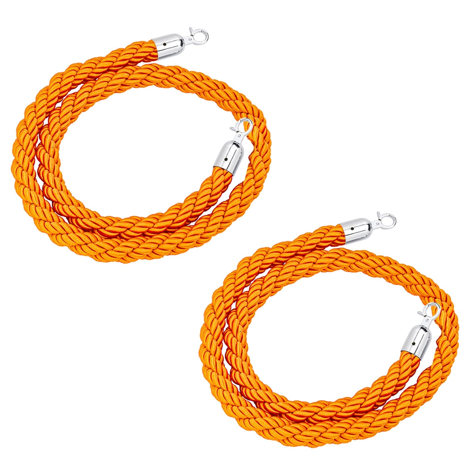 KLGFBDC 2 Pack of Braided Hemp Barrier Rope for Event Queue Car Show Casino Security Stanchion - Orange Safety Rope for Party Events and Crowd Control