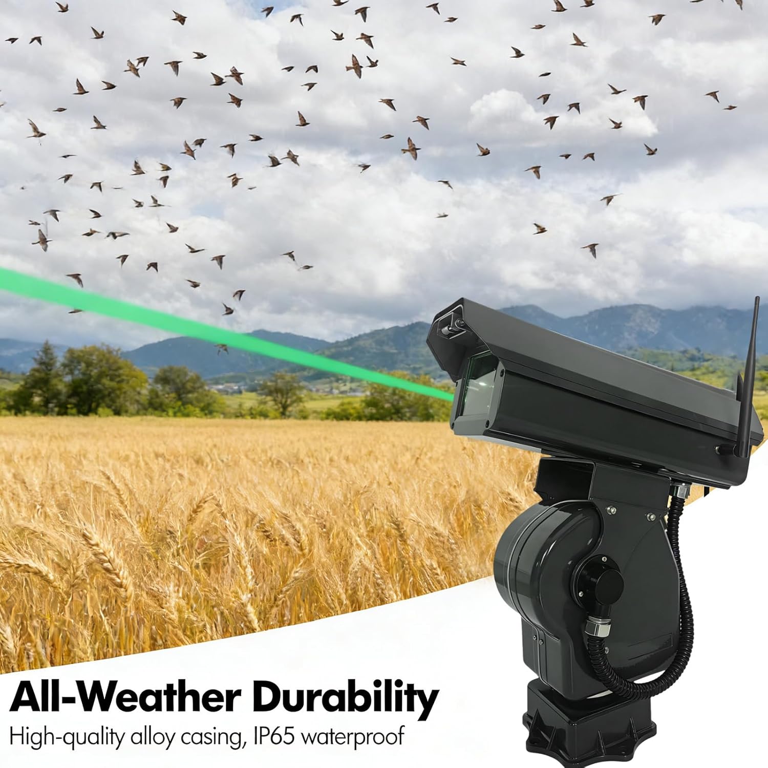 Automatic 360° Rotating Laser Bird Deterrent, High‑Precision Cruise Bird Repellent Laser Devices, Automatic Bird Scarer with APP Remote Control, Changing Laser Patterns 2w