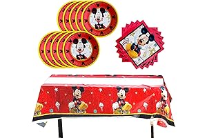 Mickey Mouse Party Tablecloths, Red, 20 Plates and Napkins