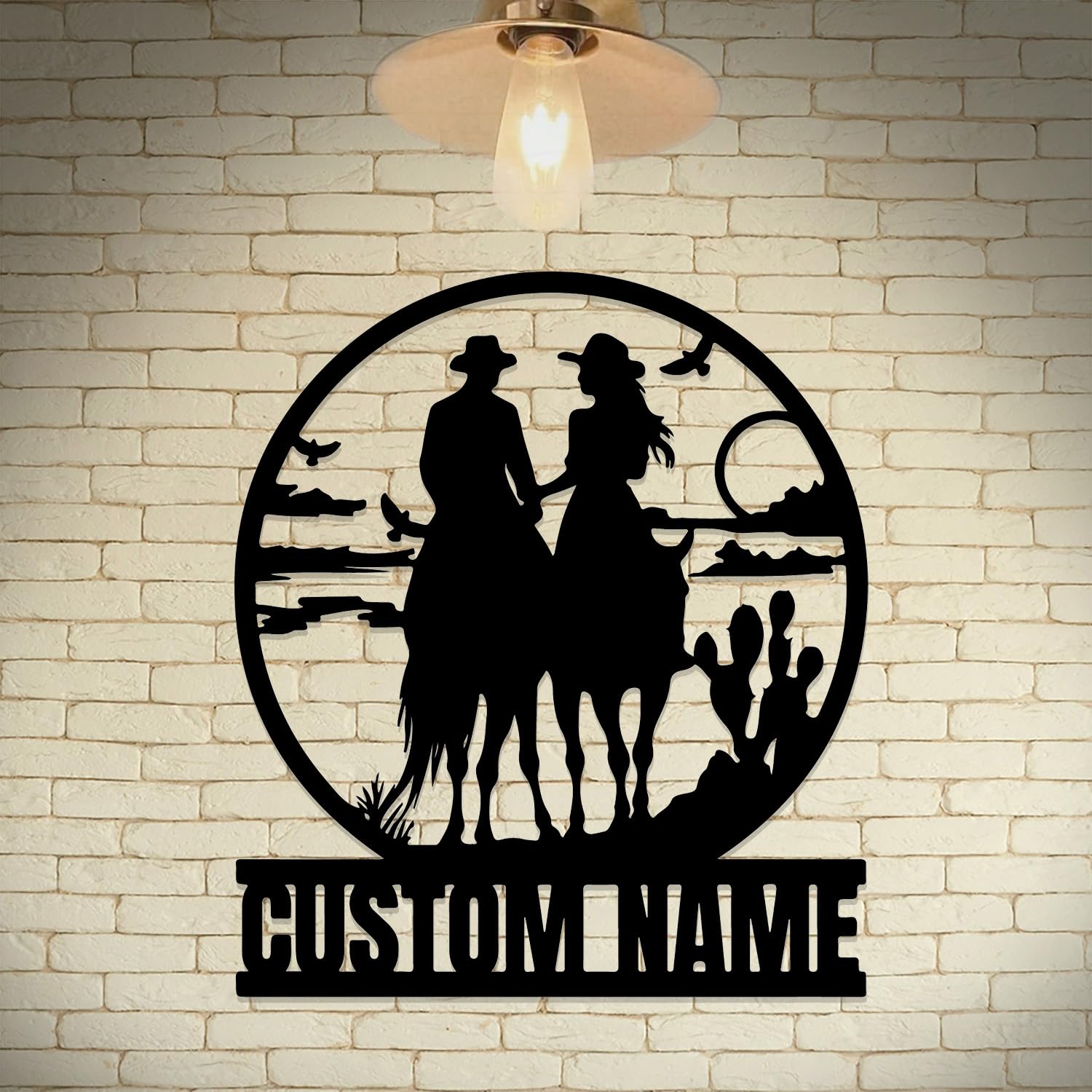 Custom Cowboy and Horse Metal Sign, Personalized Cowboy Metal Wall Art,Personalized Cowboy and Cowgirl Couple Sign, Personalized Cowboy Name Sign, Cowboy Home Decor,Knight Decoration (Style-8)